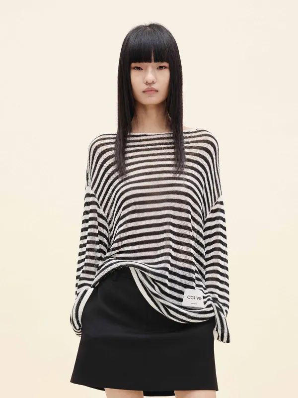 Wool Blend Striped Sweater sold by Mo&Co