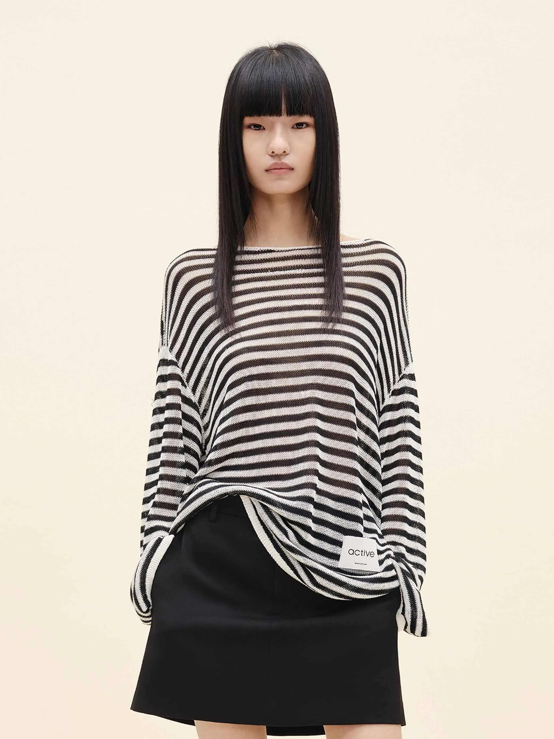 Wool Blend Striped Sweater sold by Mo&Co