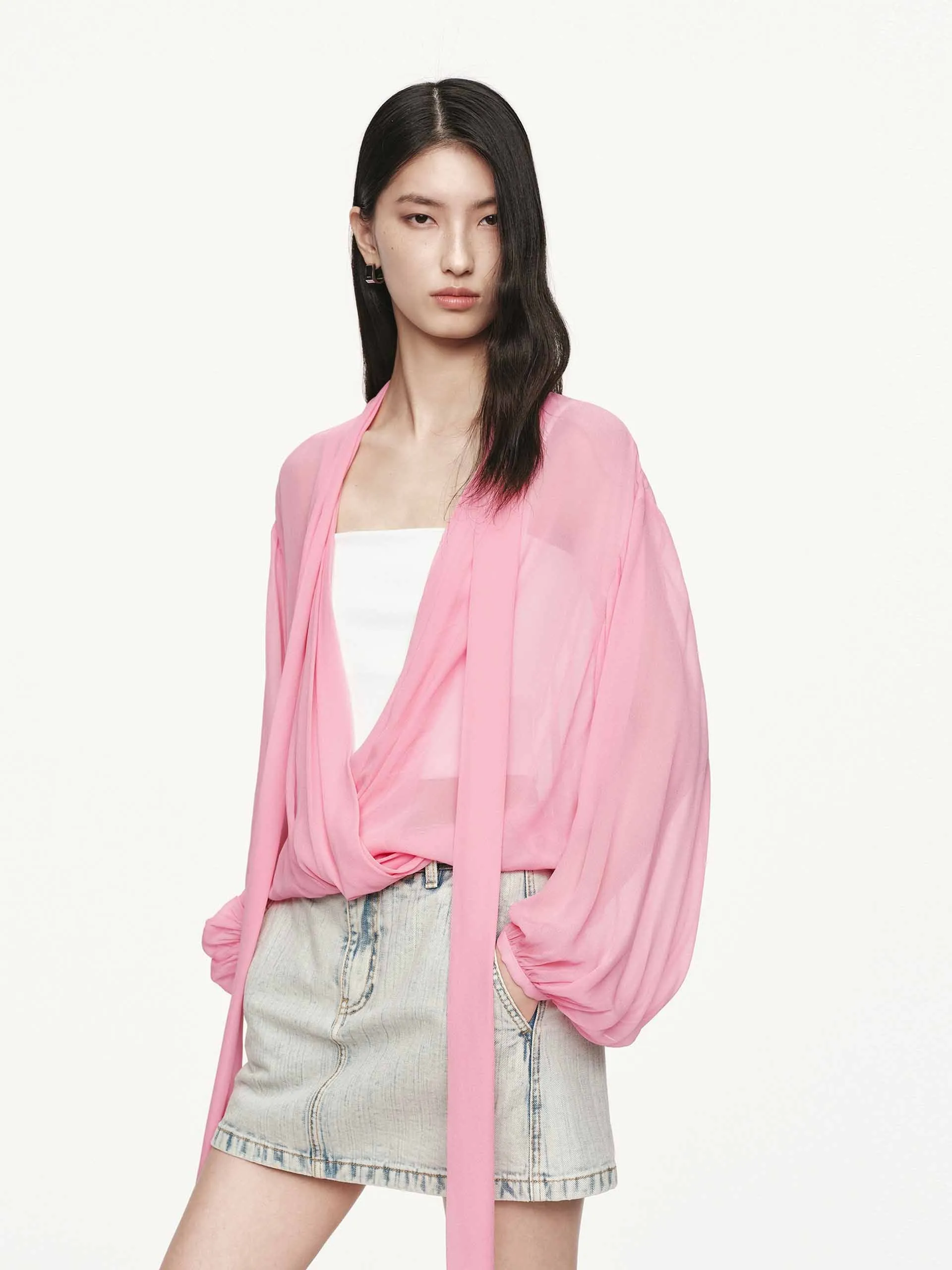 Tie Detail Chiffon Blouse sold by Mo&Co product image thumbnail 3