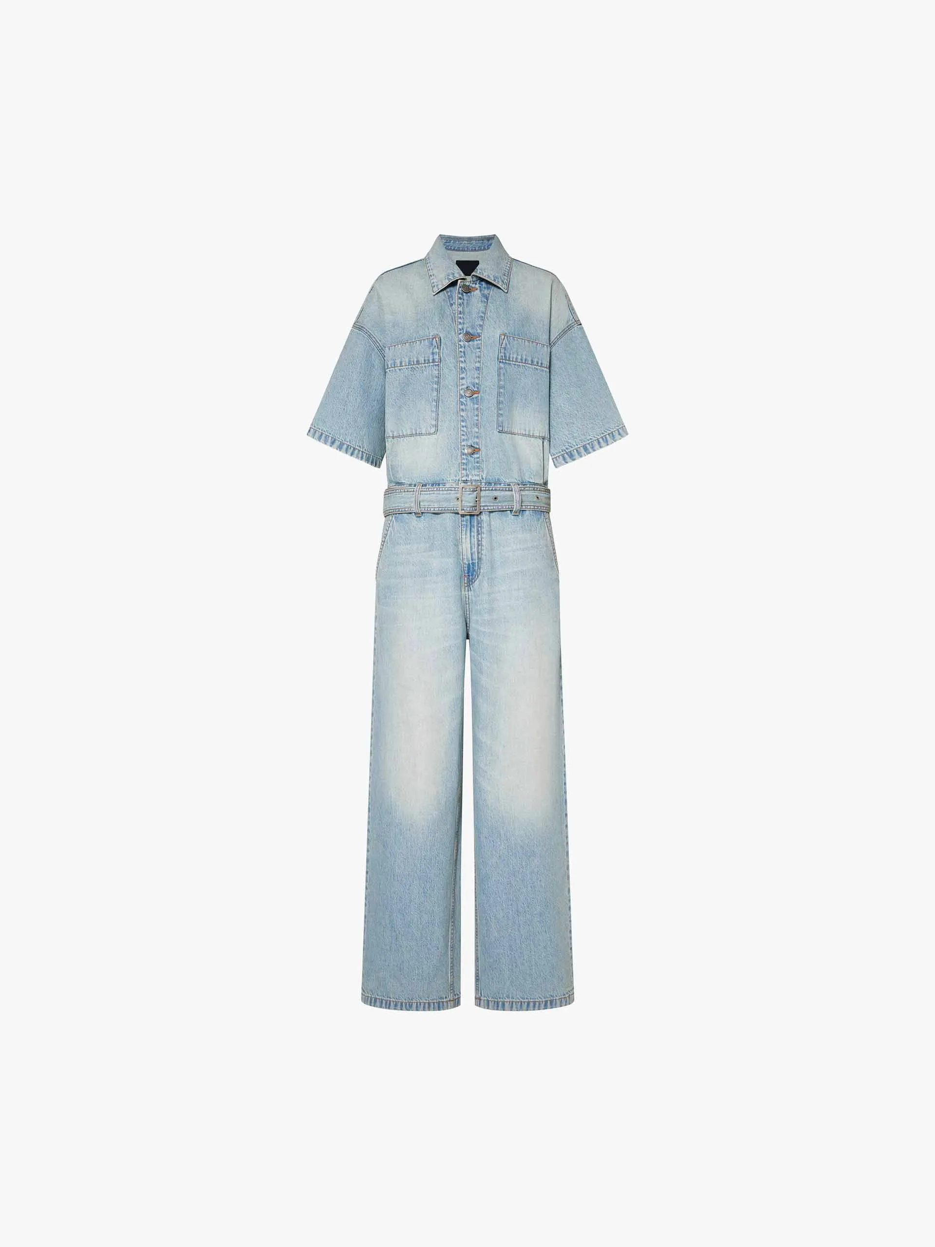 Relaxed Cotton Denim Jumpsuit sold by Mo&Co product image thumbnail 5