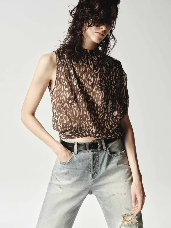 Leopard Print Backless Top sold by Mo&Co