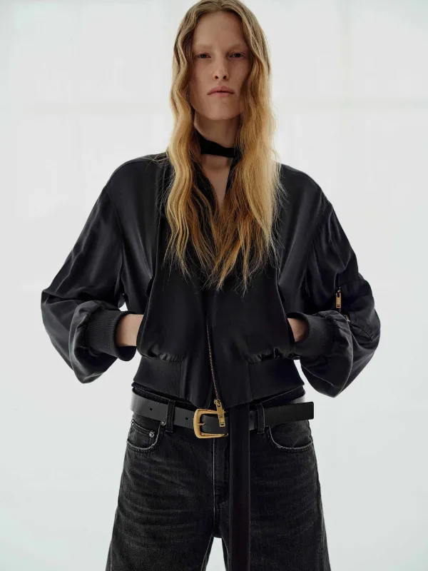 Silk Blend Cropped Jacket sold by Mo&Co