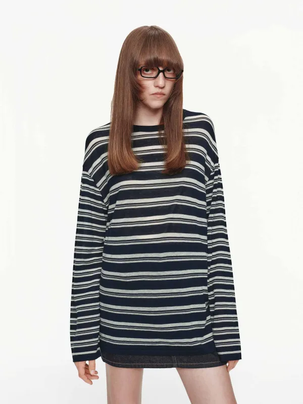 Round Neck Striped Sweater sold by Mo&Co