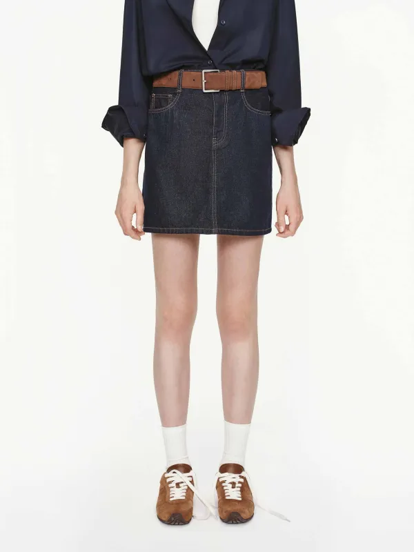 Straight Cotton Denim Skirt sold by Mo&Co