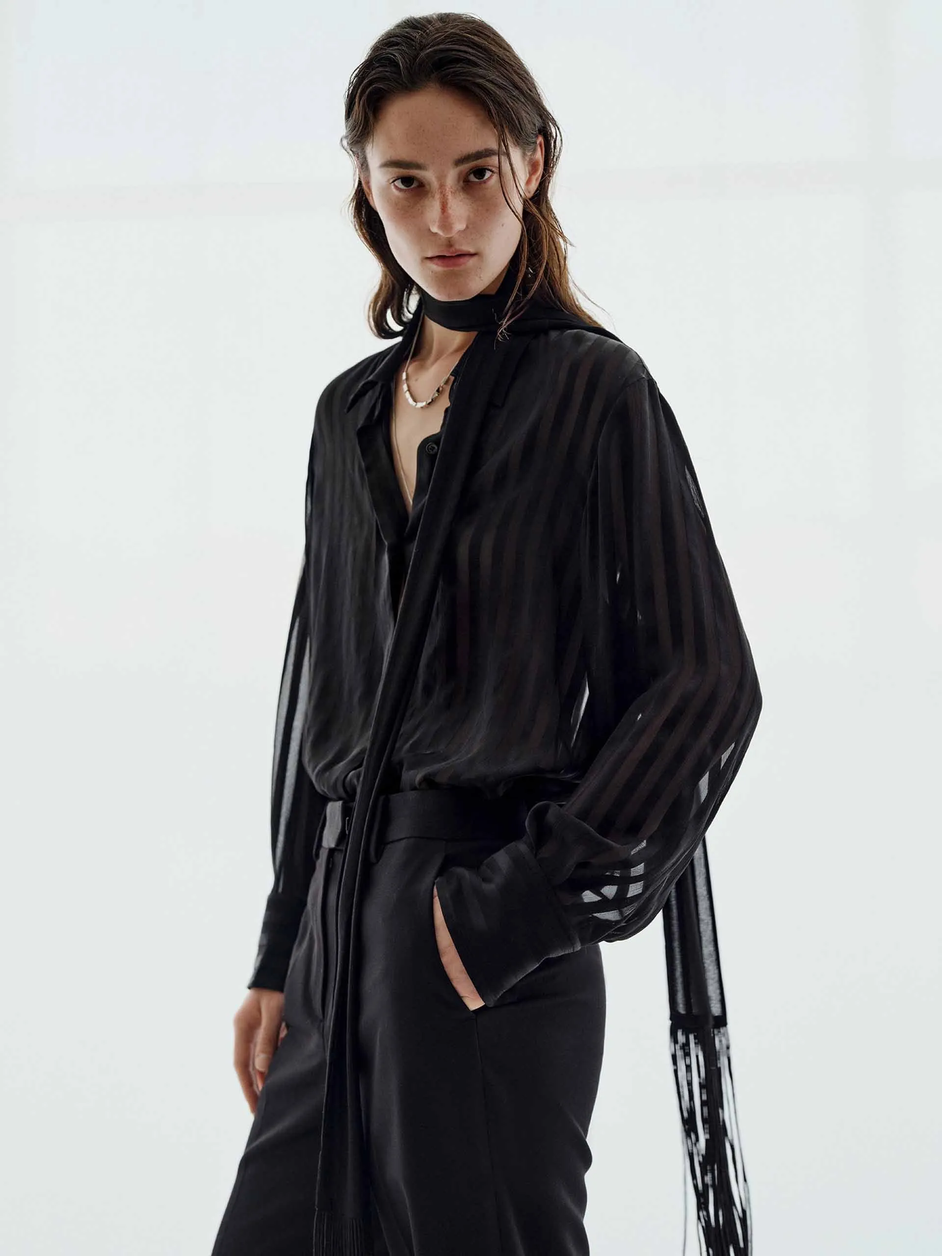 Striped Pattern Silk Shirt sold by Mo&Co product image thumbnail 3