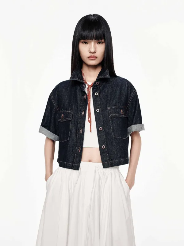 Cropped Fit Cotton Jacket sold by Mo&Co