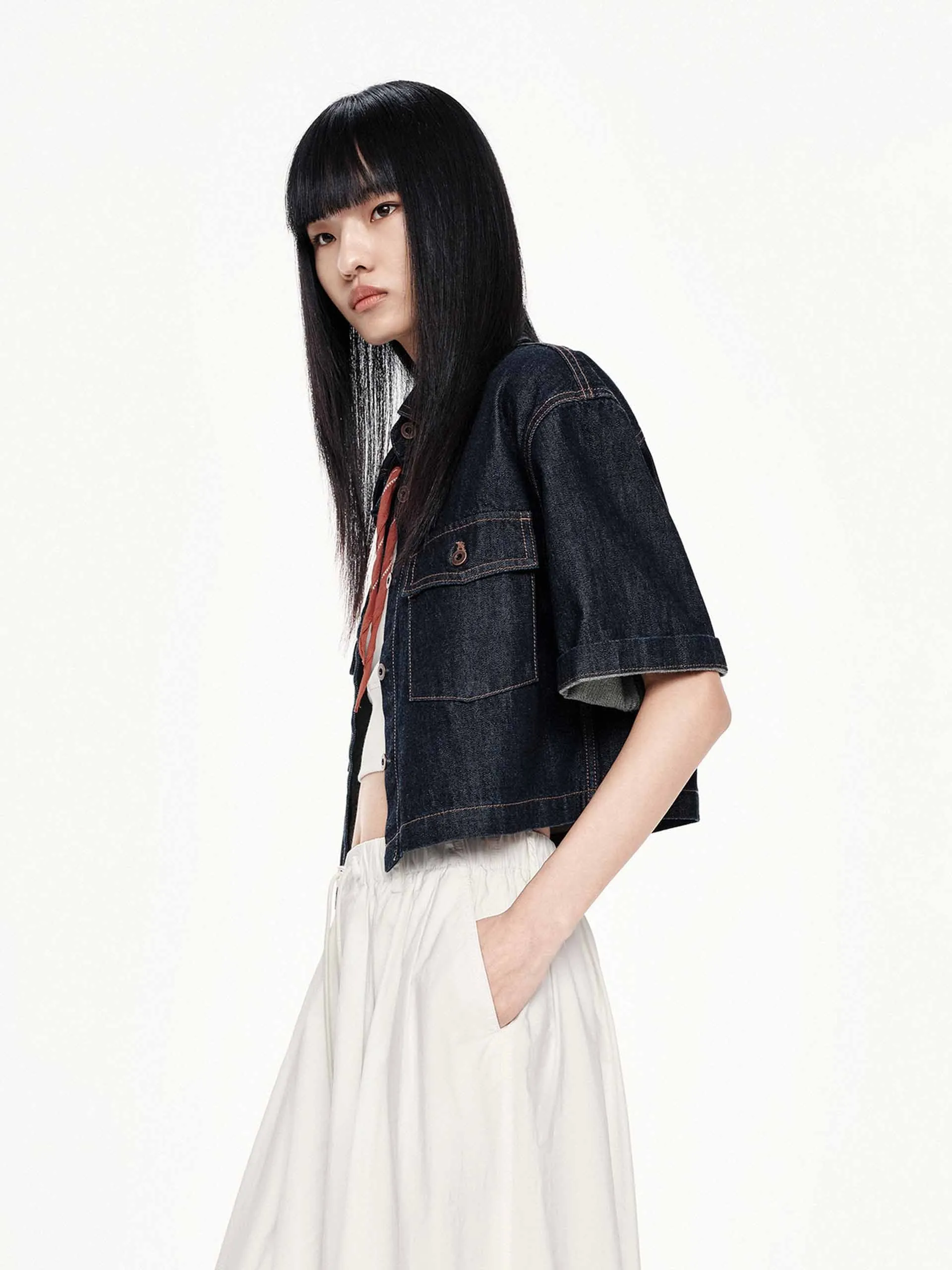 Cropped Fit Cotton Jacket sold by Mo&Co product image thumbnail 3