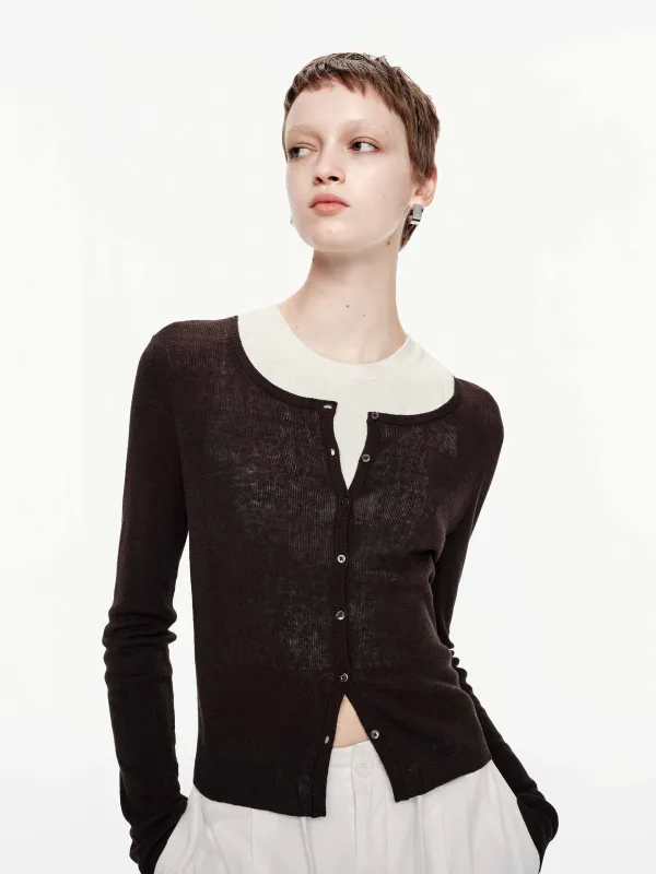 Linen Cotton Button Cardigan sold by Mo&Co