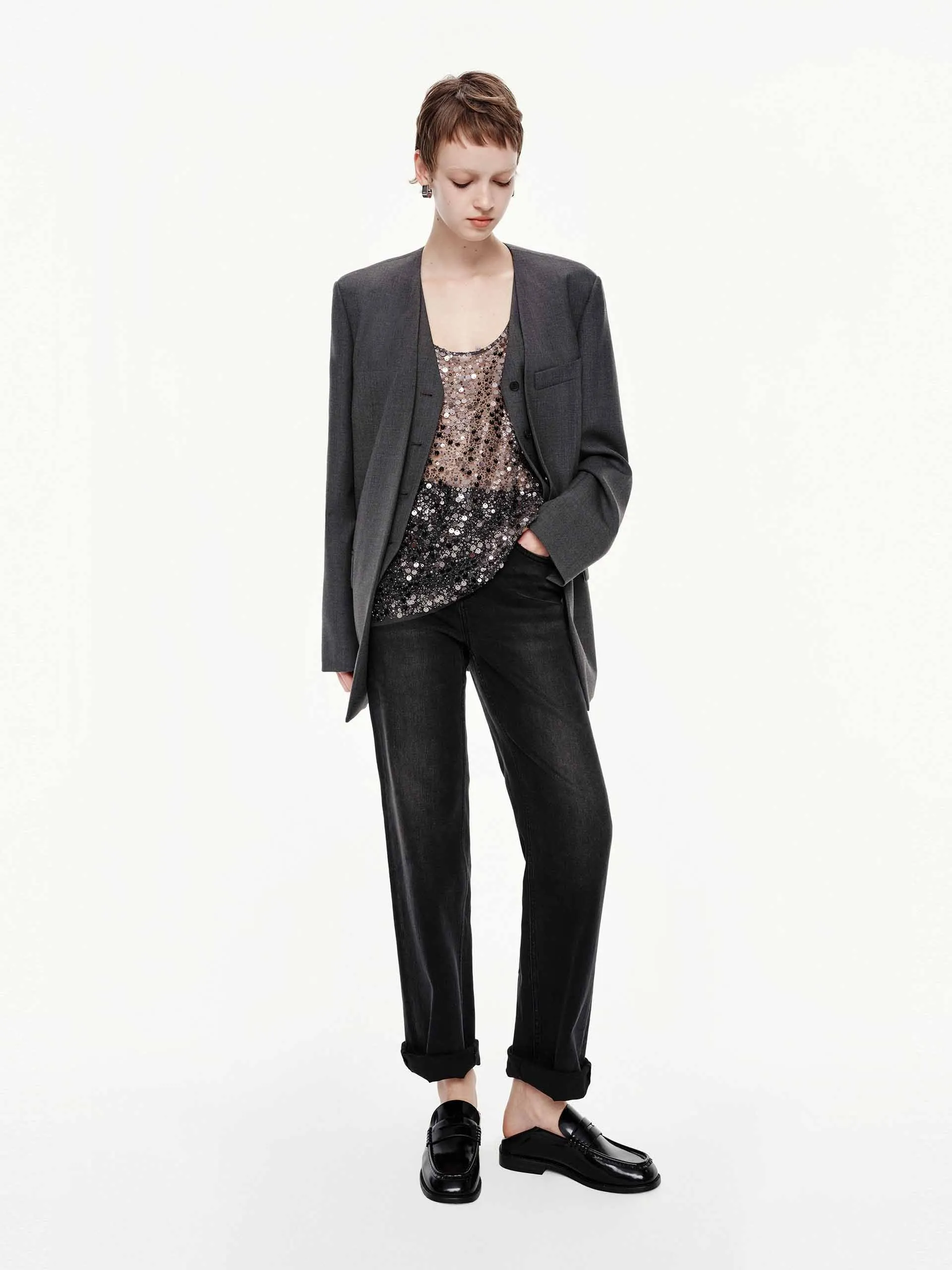 Collarless Layered Blazer sold by Mo&Co product image thumbnail 2