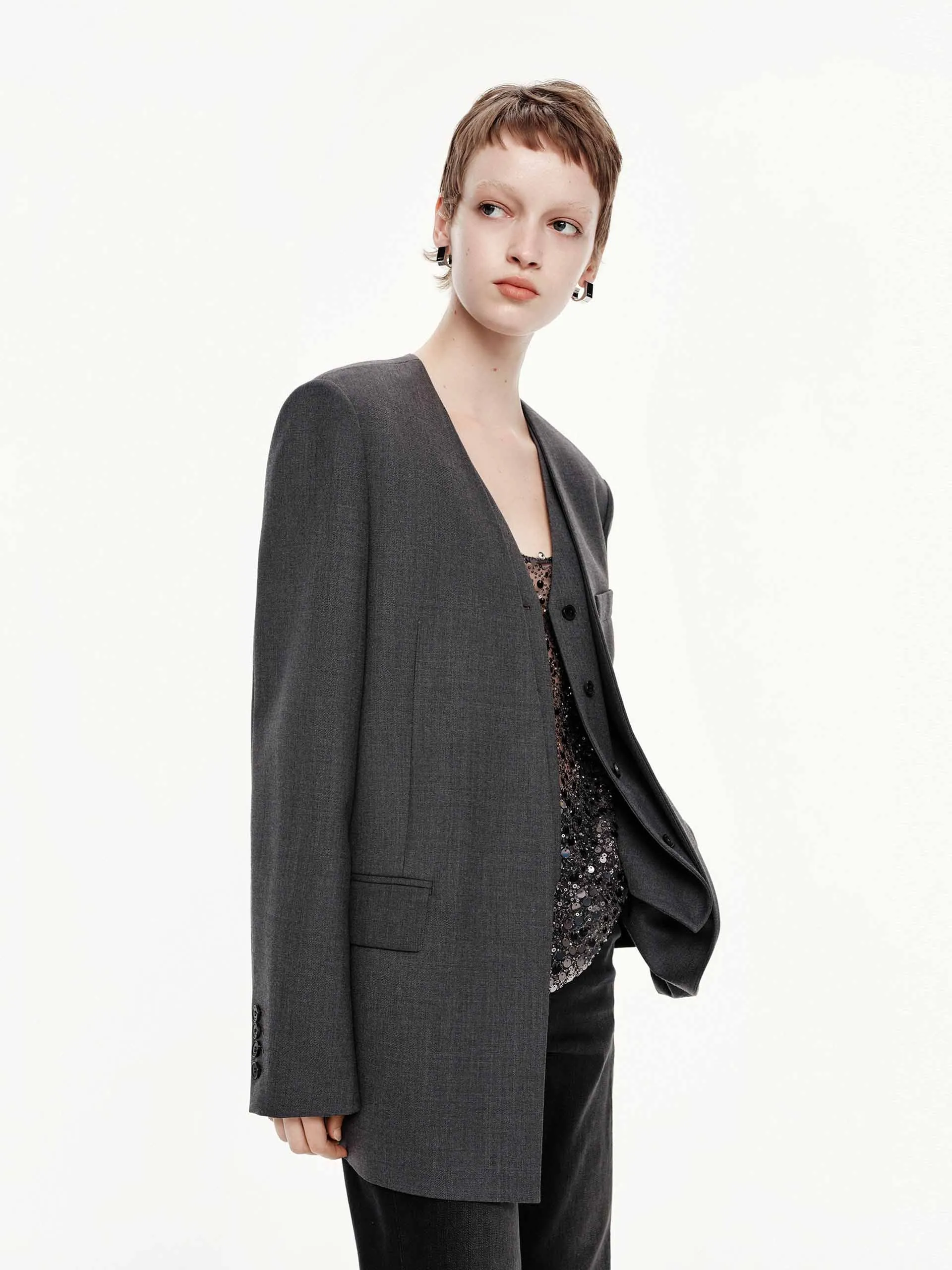 Collarless Layered Blazer sold by Mo&Co product image thumbnail 3