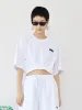 Cotton Round Neck Cropped T-Shirt sold by Mo&Co