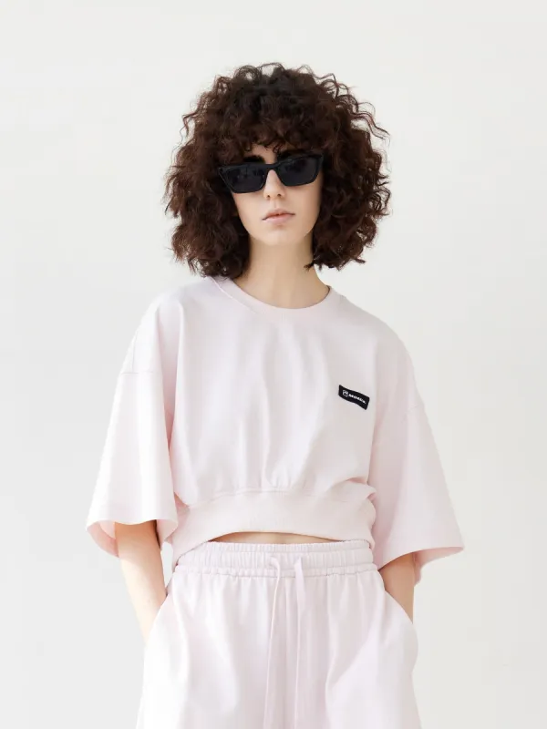 Cotton Round Neck Cropped T-Shirt sold by Mo&Co
