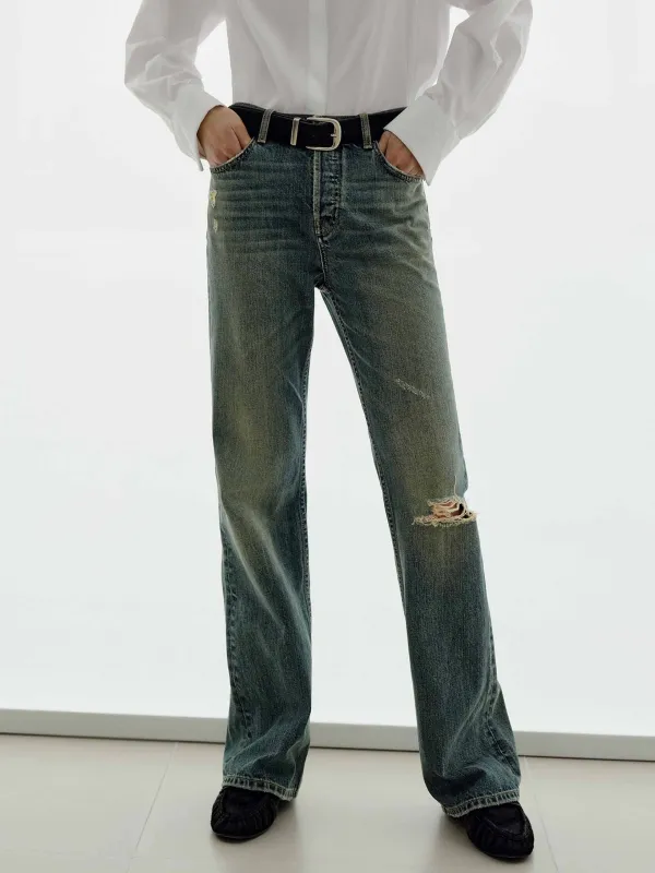 Cotton Ripped Wash Jeans sold by Mo&Co