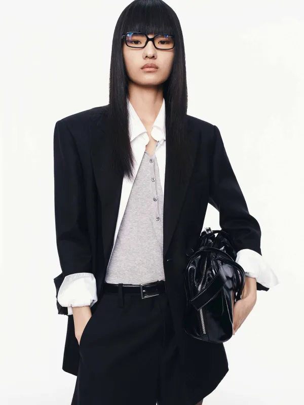 Single-breasted Wool Blend Blazer sold by Mo&Co