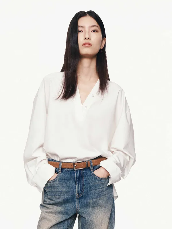V-neck Long Sleeves Blouse sold by Mo&Co