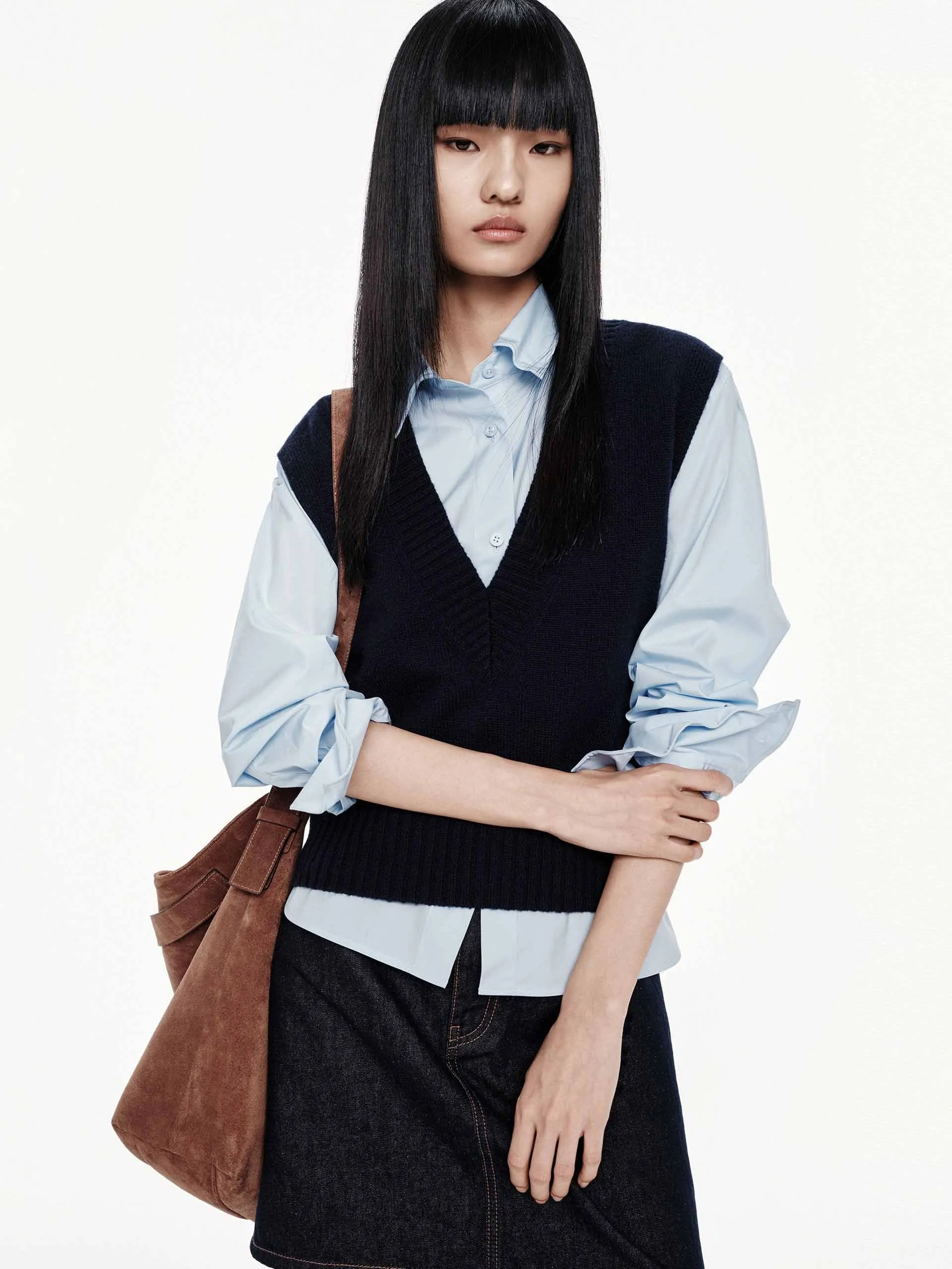 Deep V-neck Knit Vest sold by Mo&Co