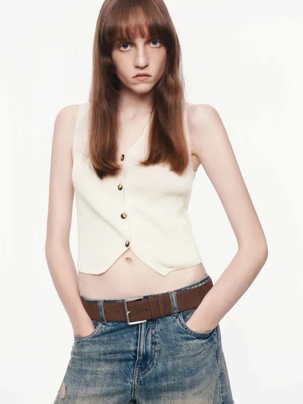 V-neck Fitted Wool Cardigan sold by Mo&Co