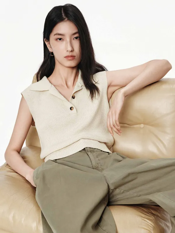 Sleeveless Detail Knit Top sold by Mo&Co