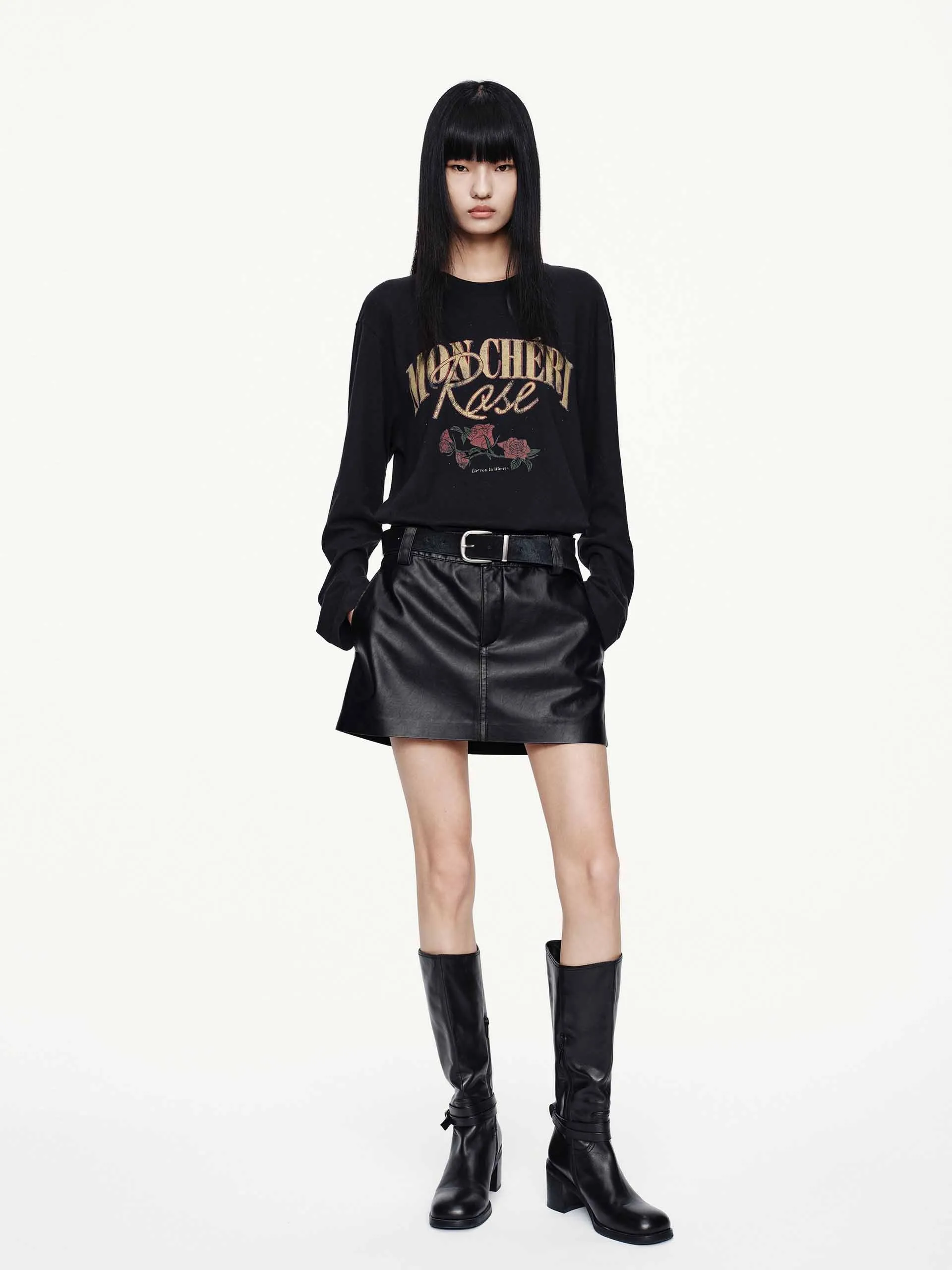 Leather Straight Cut Skirt sold by Mo&Co product image thumbnail 2