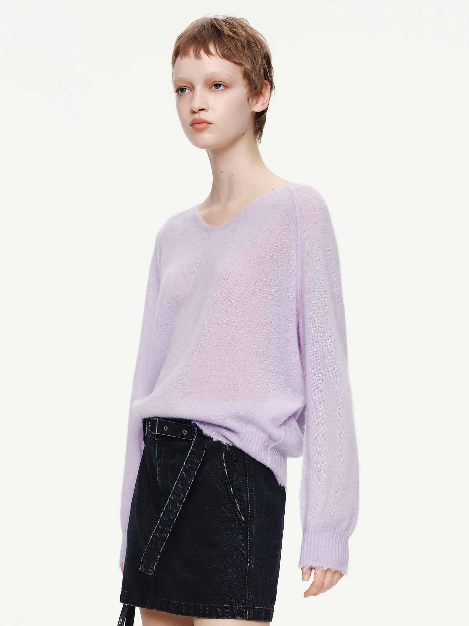 Raw Hem V-neck Sweater sold by Mo&Co product image thumbnail 3