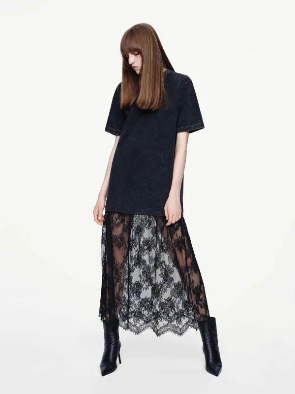 Tulle-paneled T-shirt Dress sold by Mo&Co