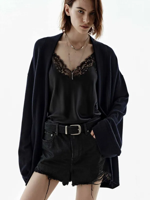 Waist Tie Loose Cardigan sold by Mo&Co
