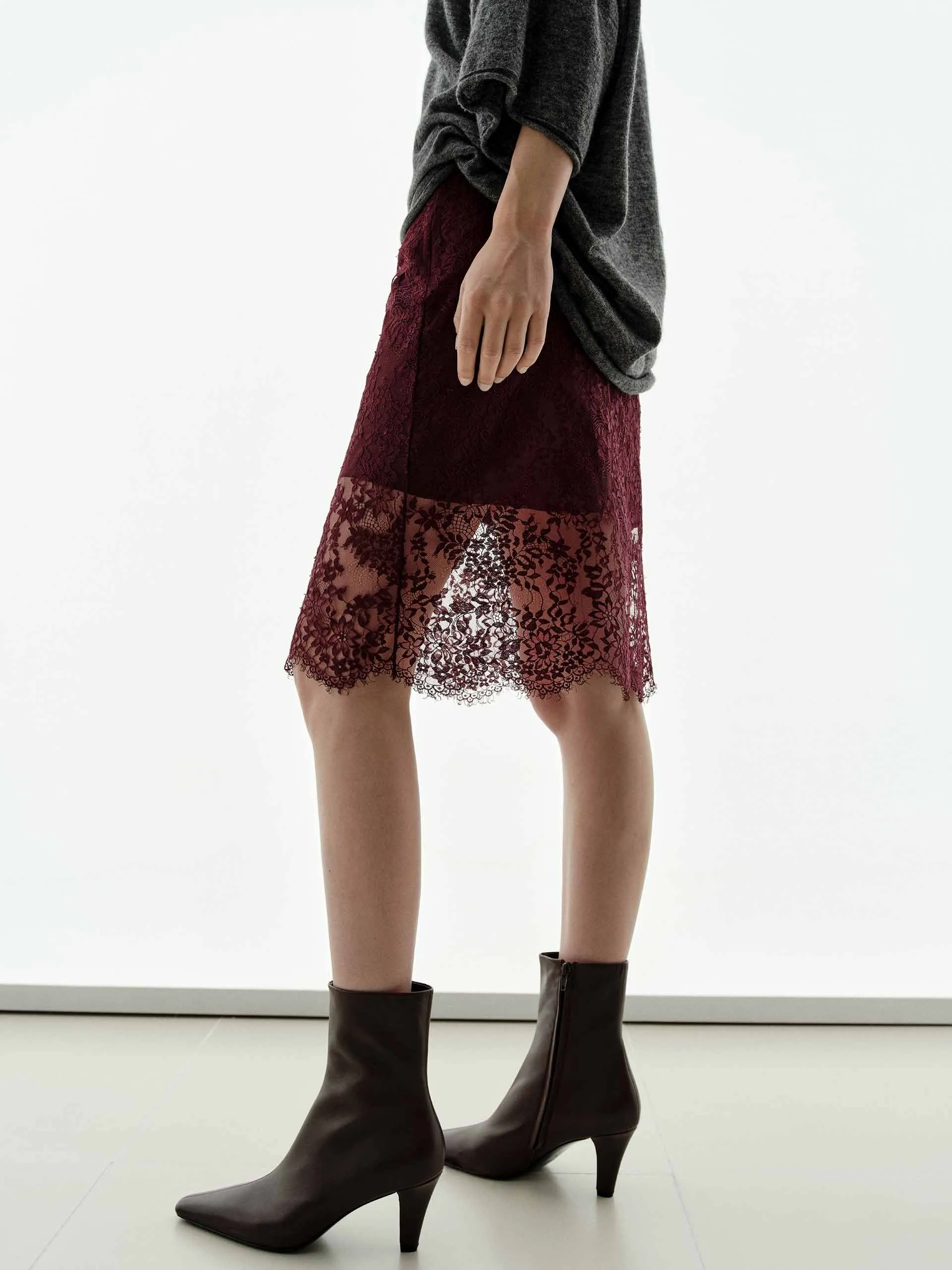 Lace Detail Midi Skirt sold by Mo&Co product image thumbnail 3