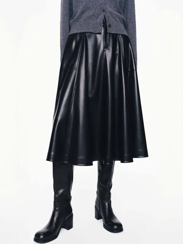Leather A-line Skirt sold by Mo&Co