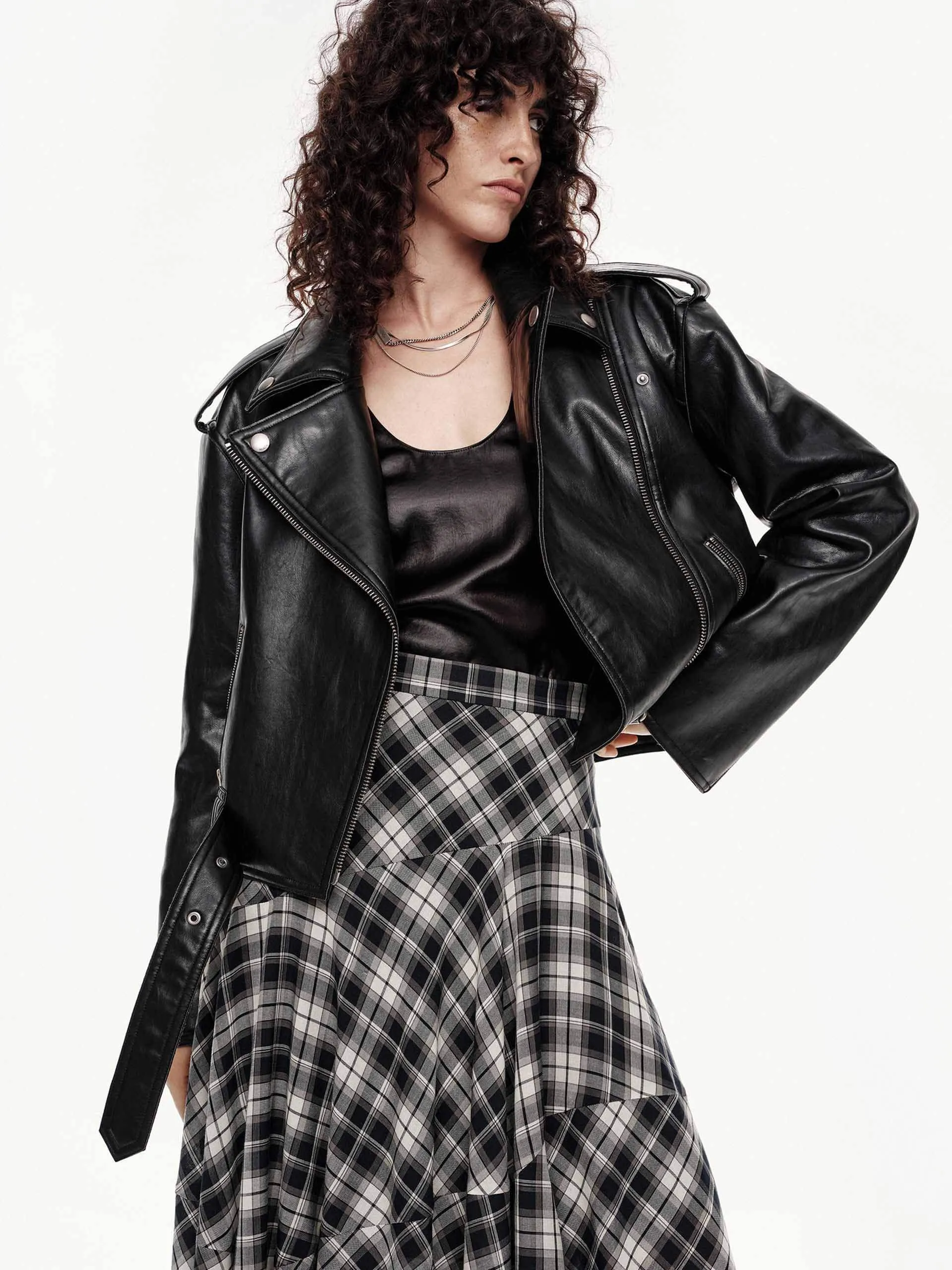 Cropped Faux Leather Jacket sold by Mo&Co