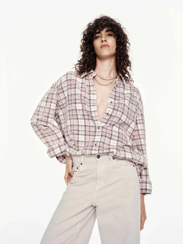 Distressed Cotton Plaid Shirt sold by Mo&Co