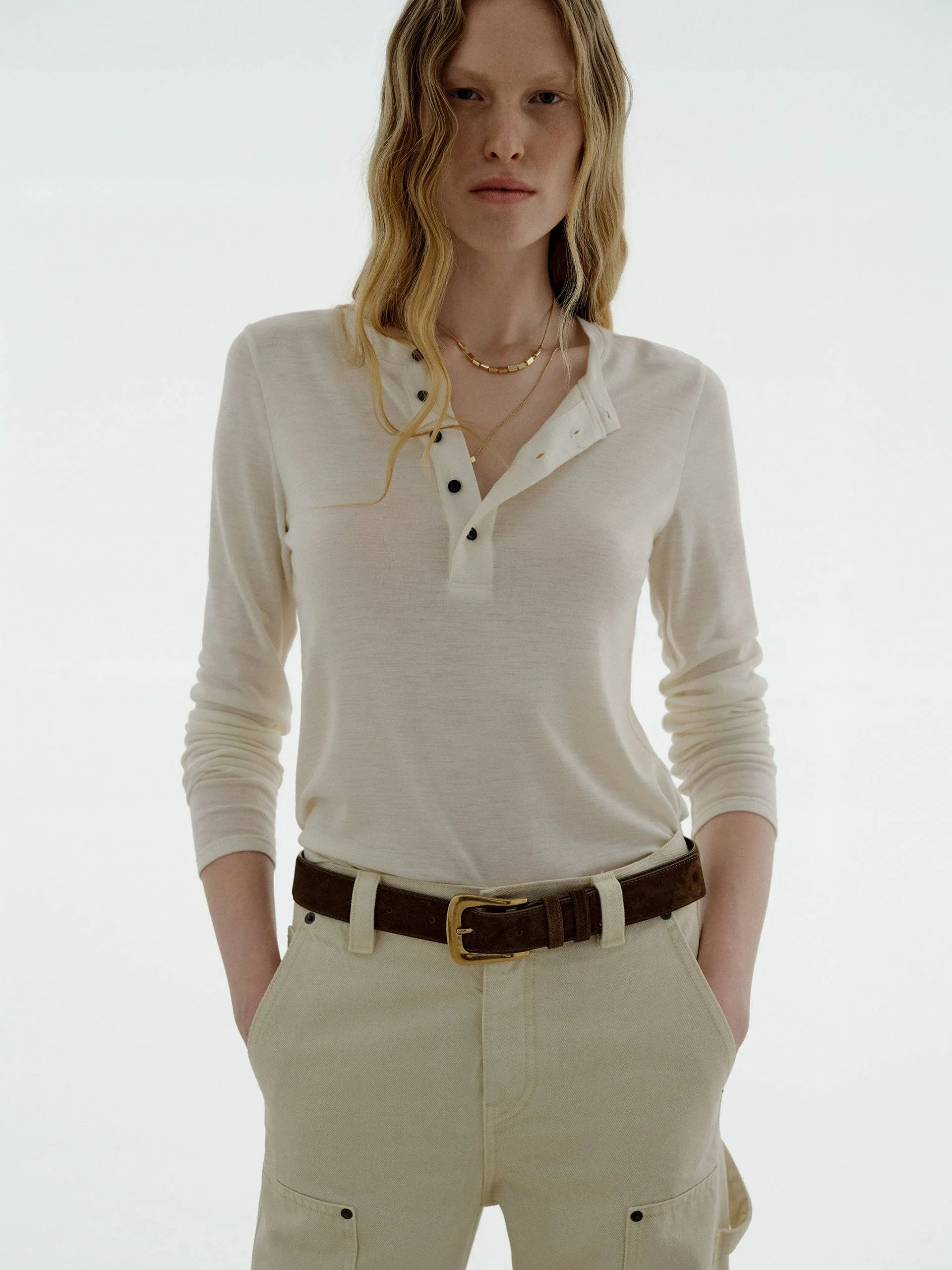 Wool Blend Button Blouse sold by Mo&Co