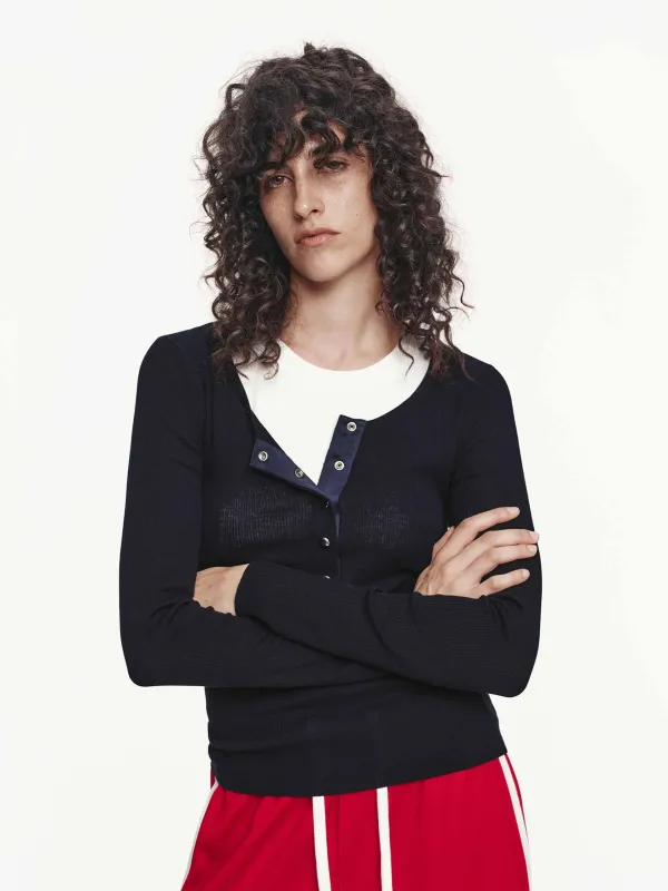 Half Button Wool Sweater sold by Mo&Co