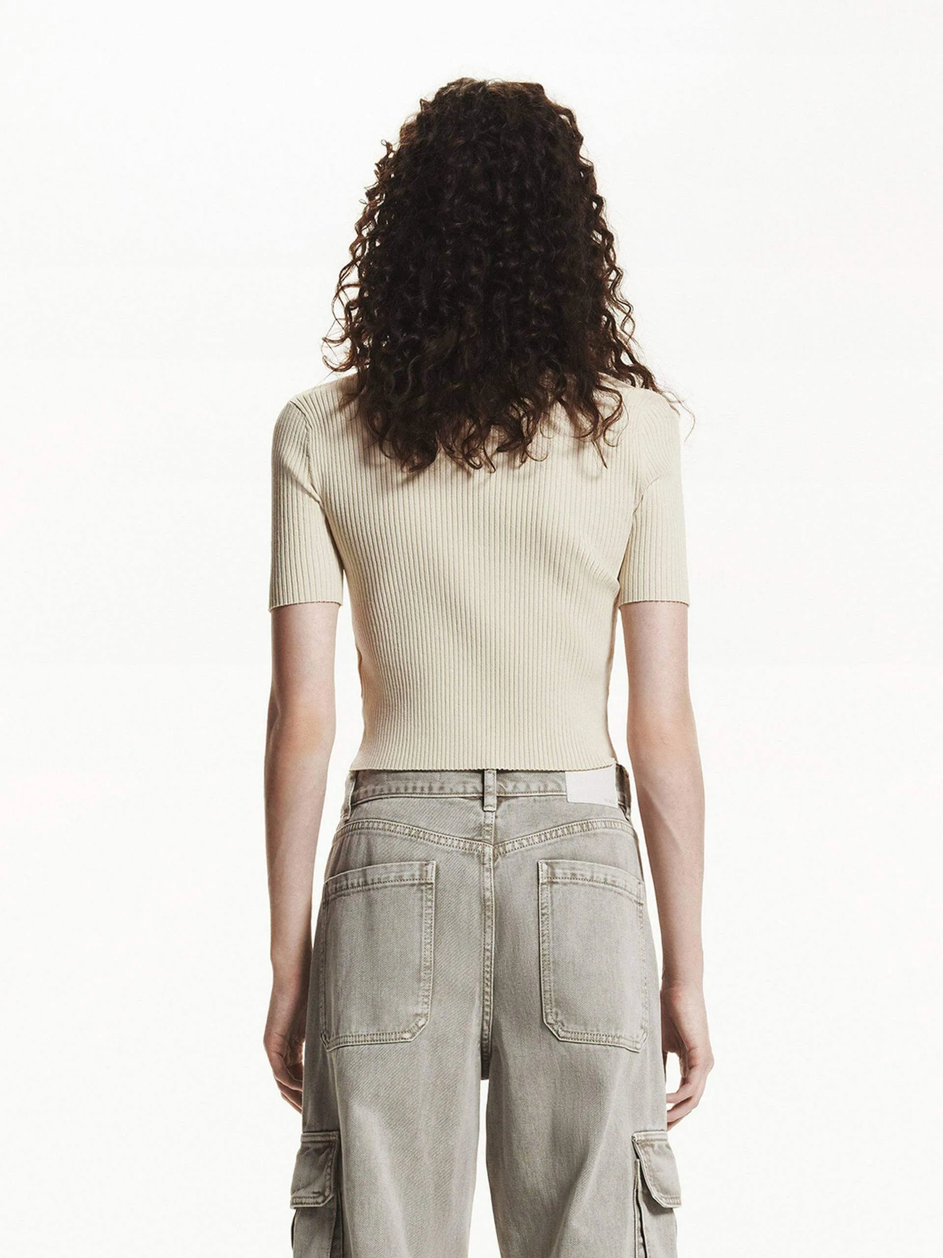 Cropped Ribbed Knit Top sold by Mo&Co product image thumbnail 3