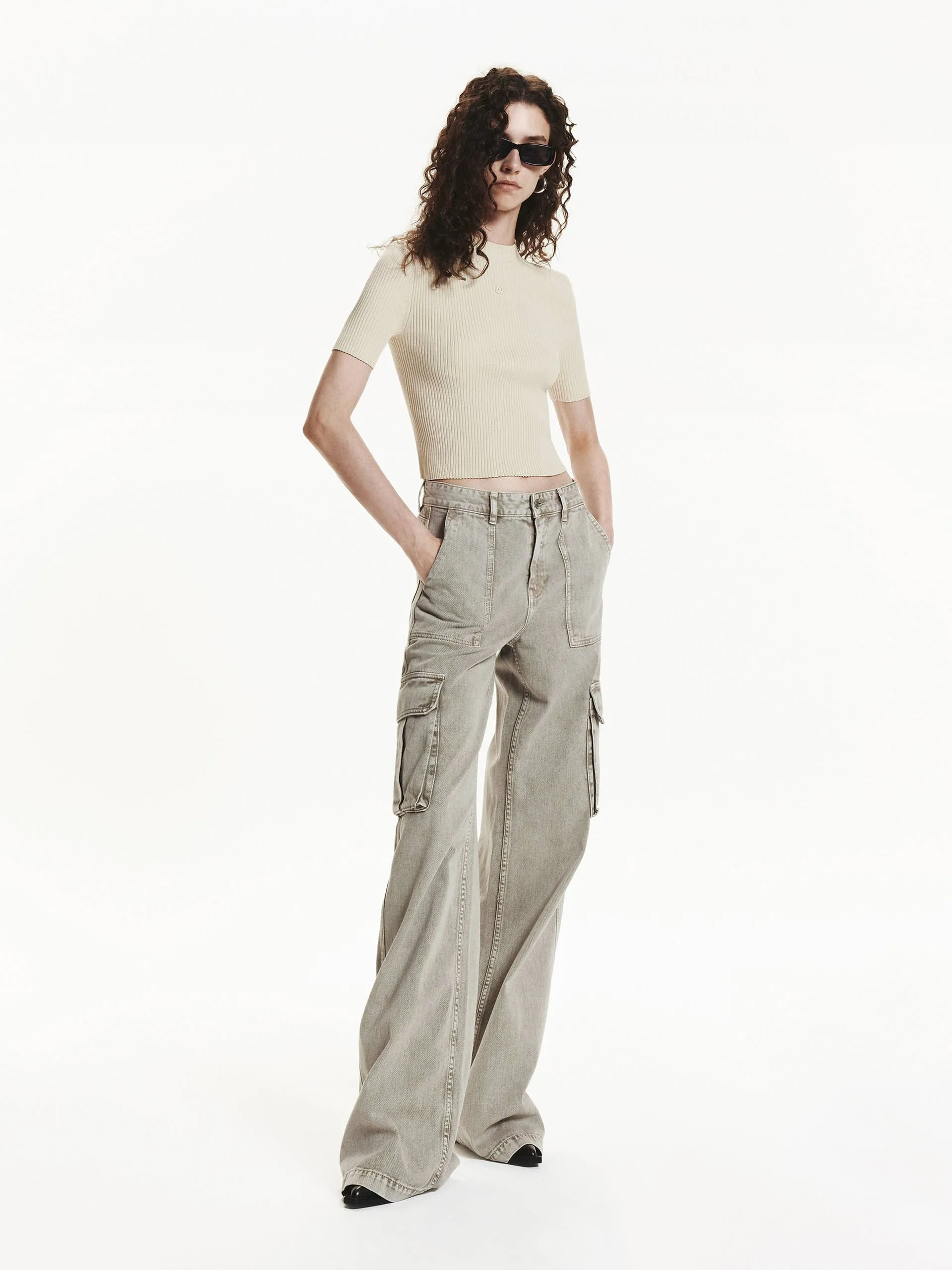 Cropped Ribbed Knit Top sold by Mo&Co product image thumbnail 2