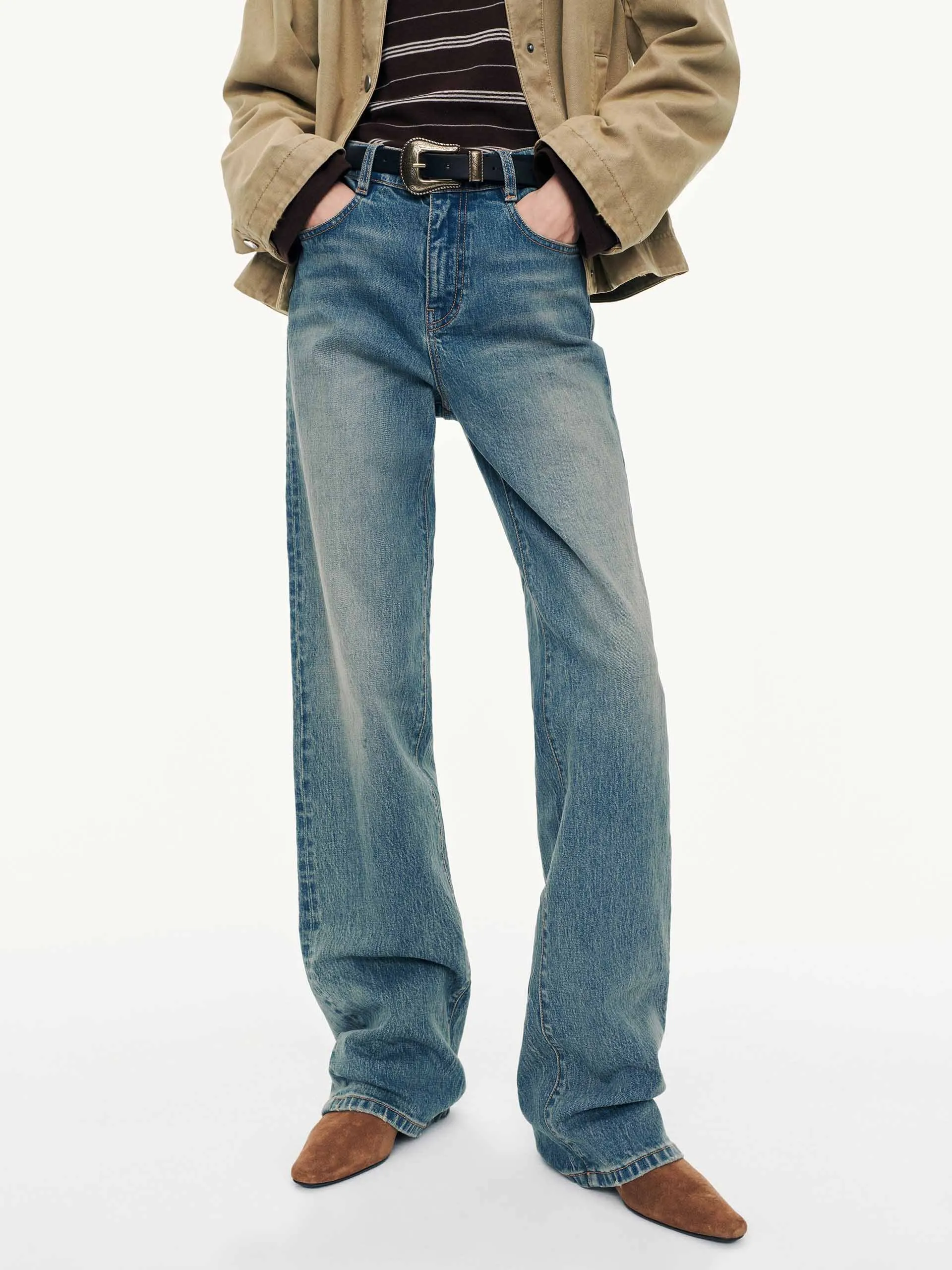 Wash Straight Leg Jeans sold by Mo&Co