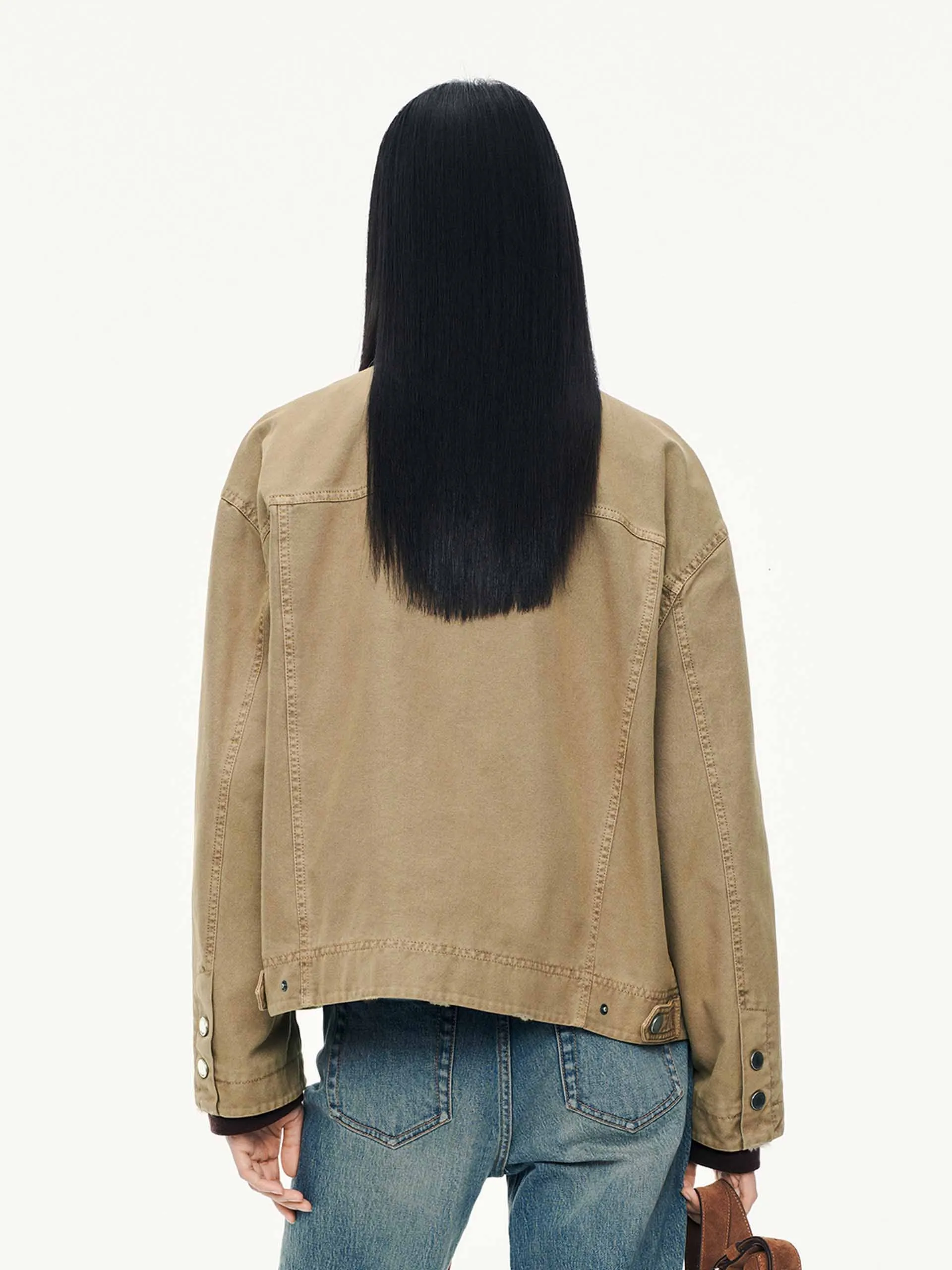 Contrast Collar Cotton Coat sold by Mo&Co product image thumbnail 4