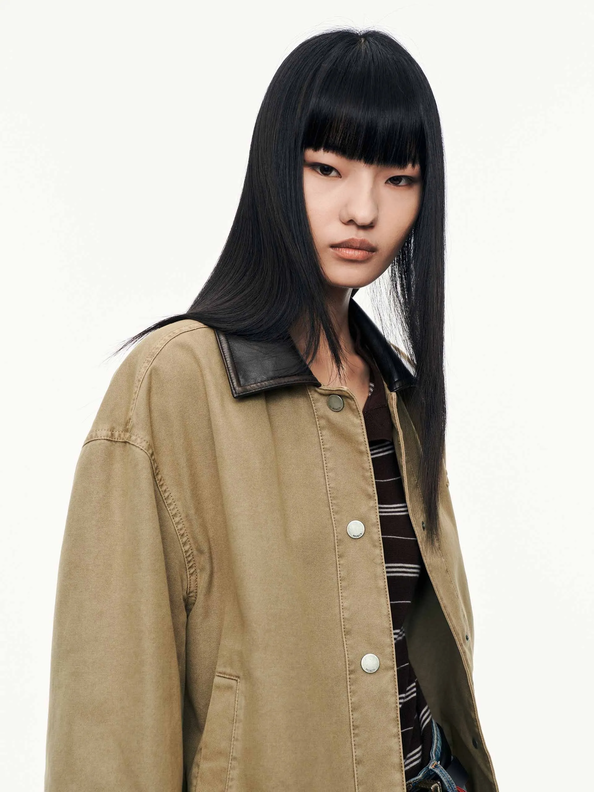 Contrast Collar Cotton Coat sold by Mo&Co product image thumbnail 5