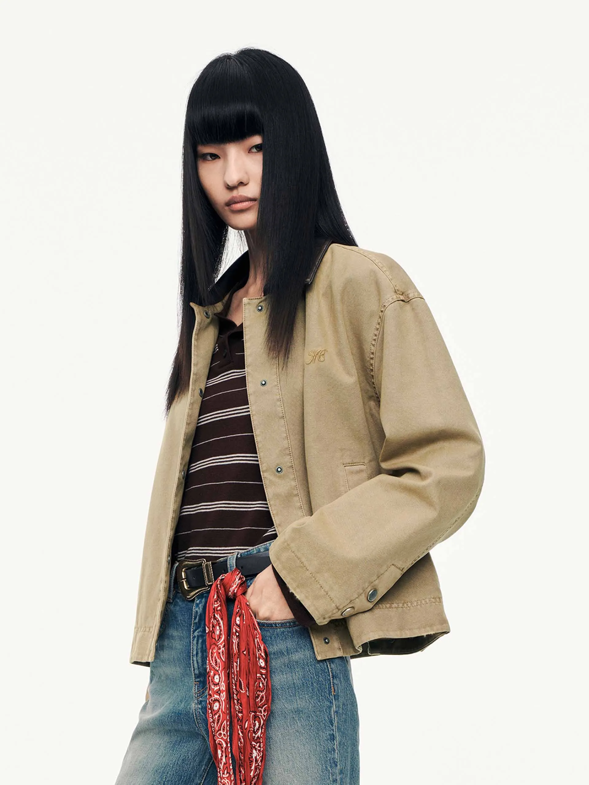 Contrast Collar Cotton Coat sold by Mo&Co product image thumbnail 3