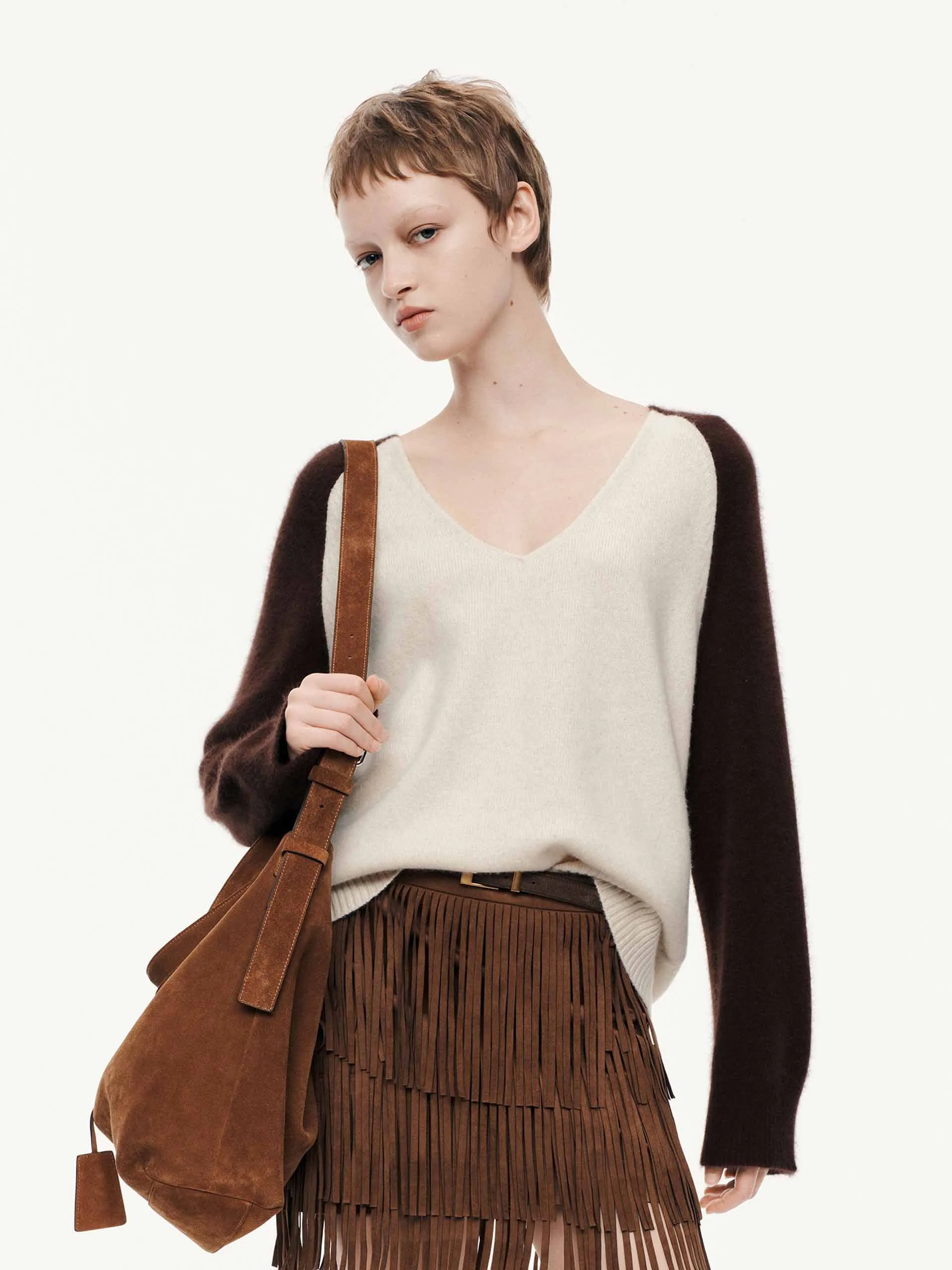 V-neck Contrast Sweater sold by Mo&Co