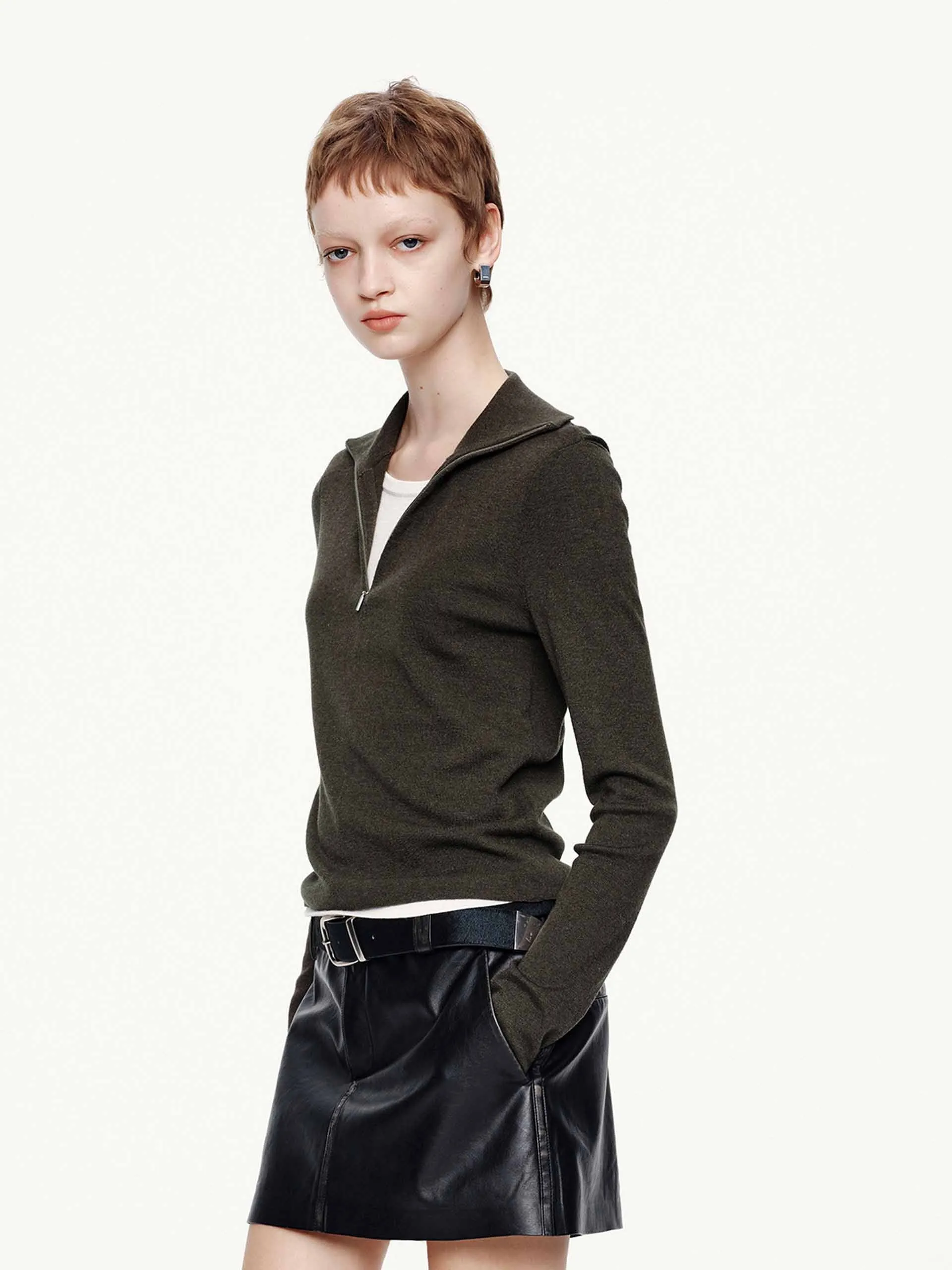 Half Zipper Knitted Top sold by Mo&Co product image thumbnail 3