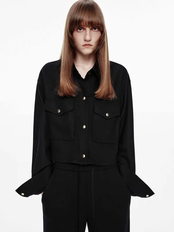 Wool Blend Cropped Jacket sold by Mo&Co