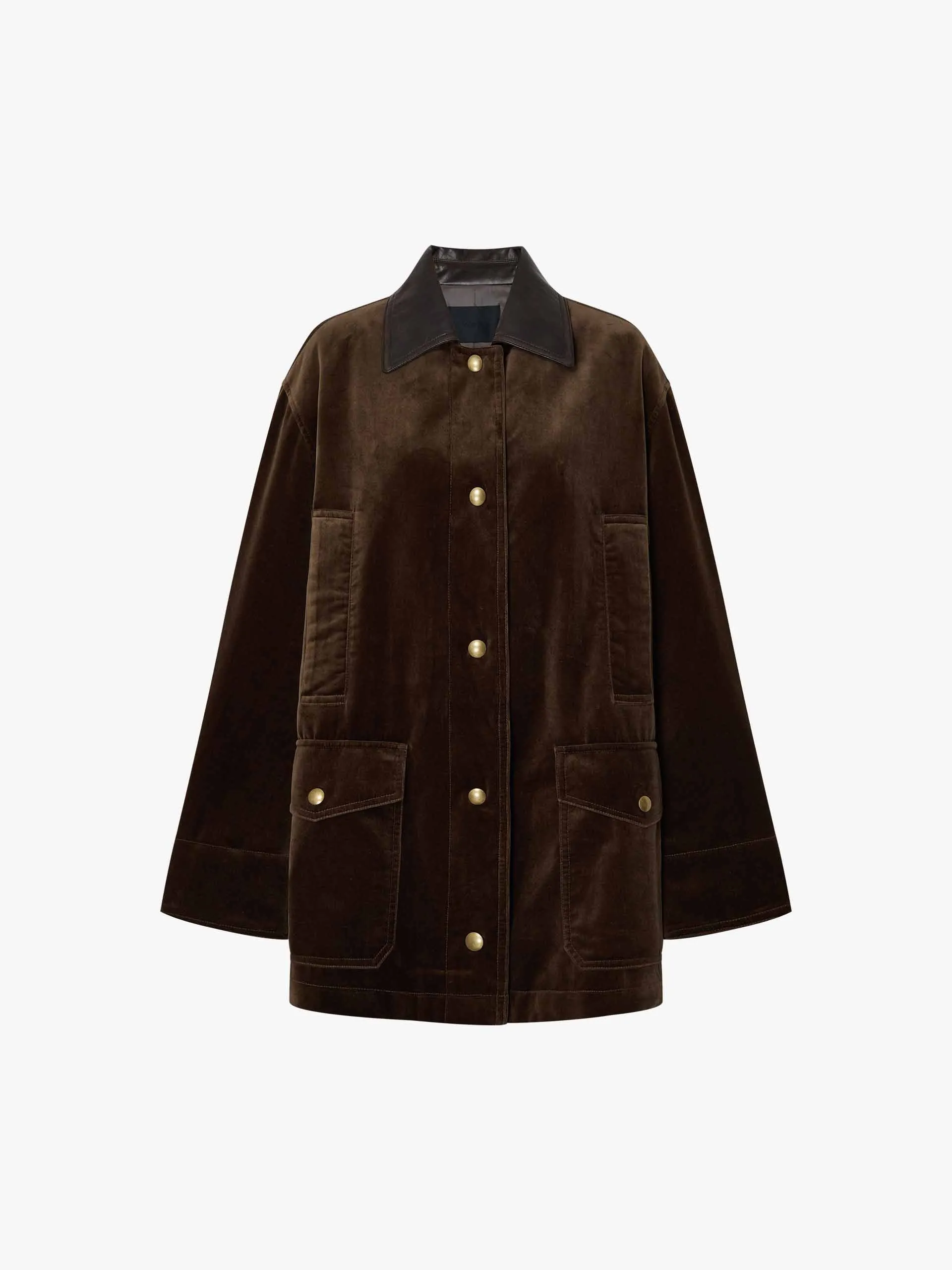 Leather Collar Velvet Coat sold by Mo&Co product image thumbnail 5