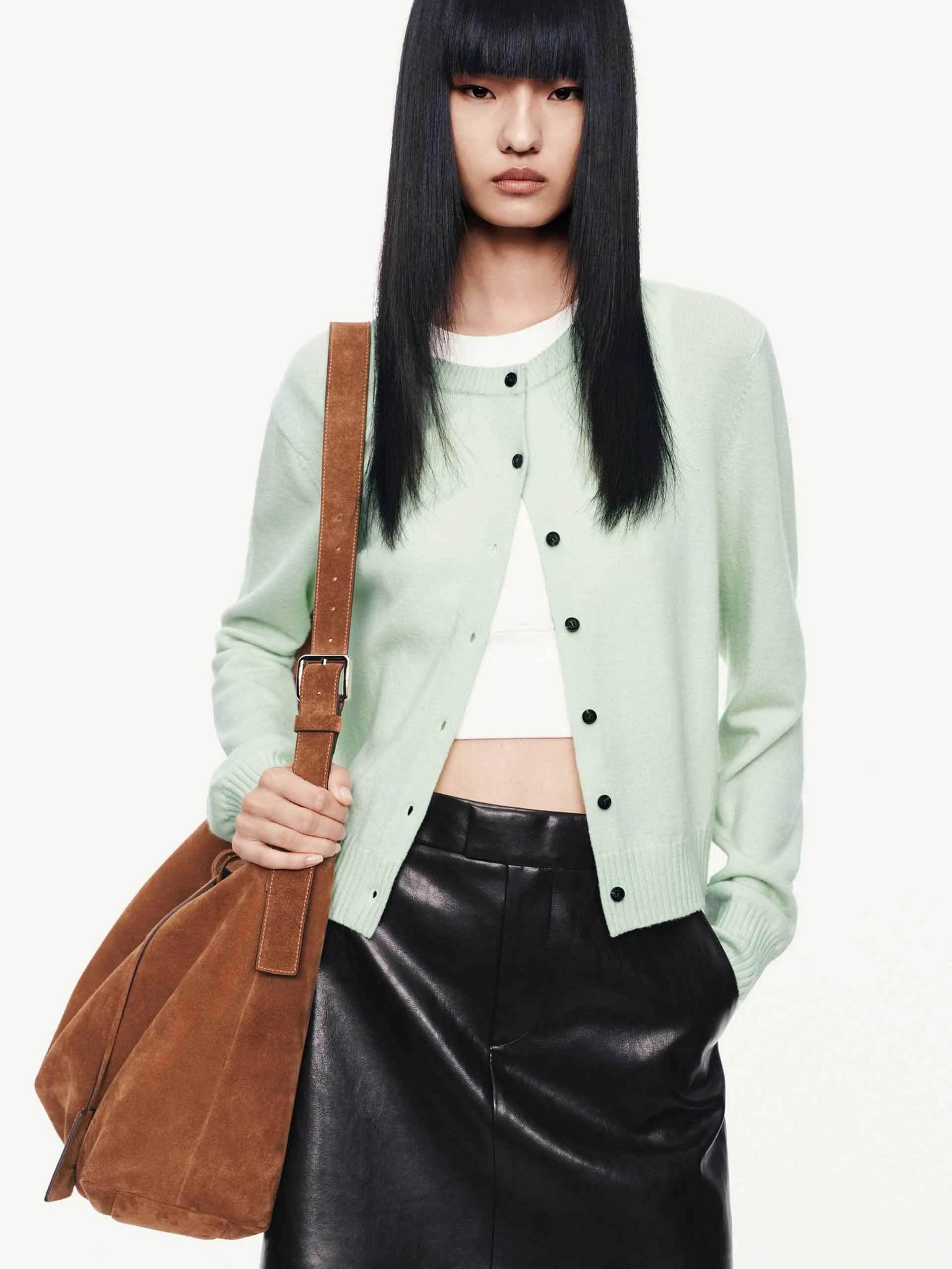 Cropped Button Closure Cardigan sold by Mo&Co