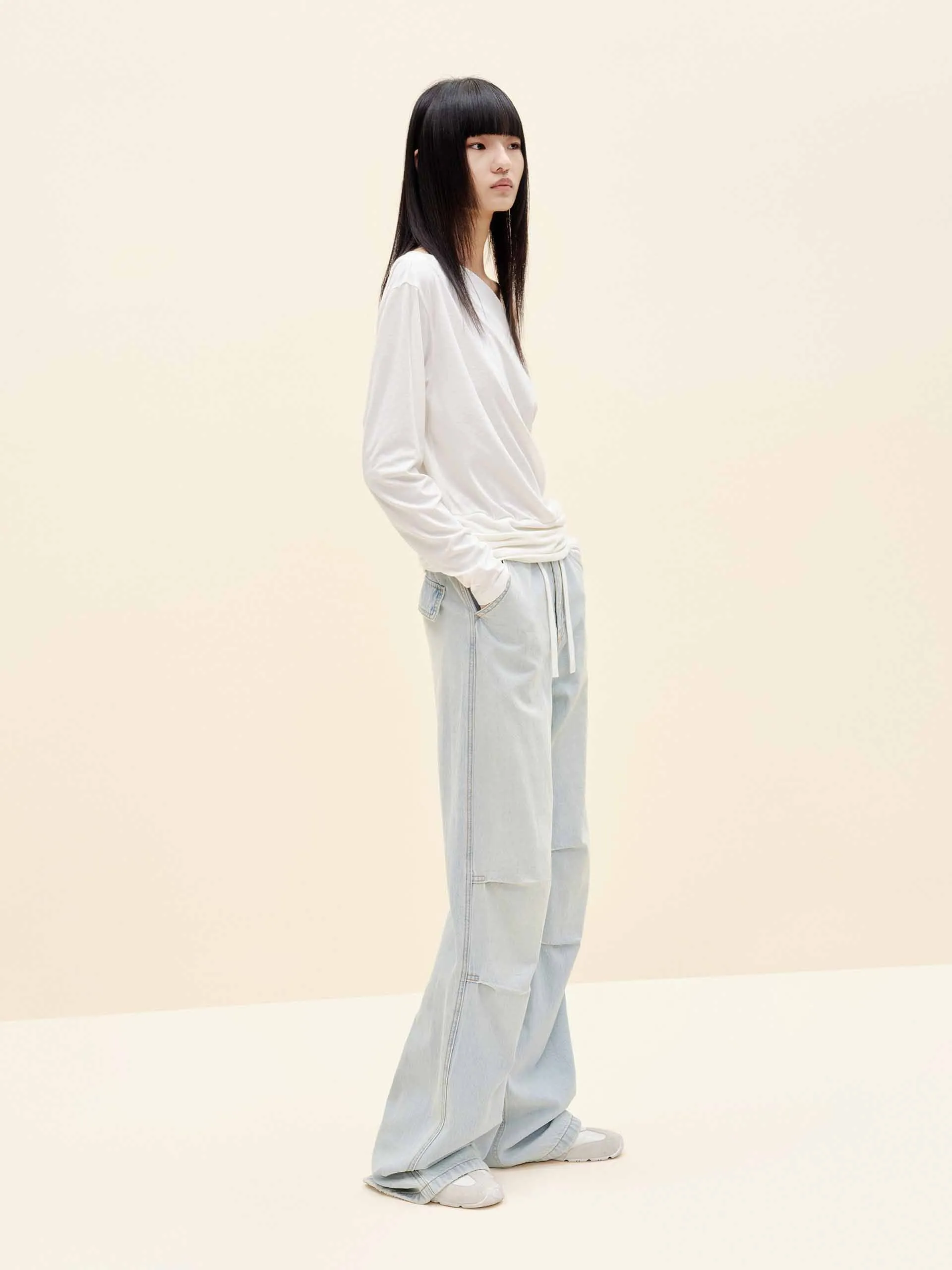 Off Shoulder Pleated T-shirt sold by Mo&Co product image thumbnail 2