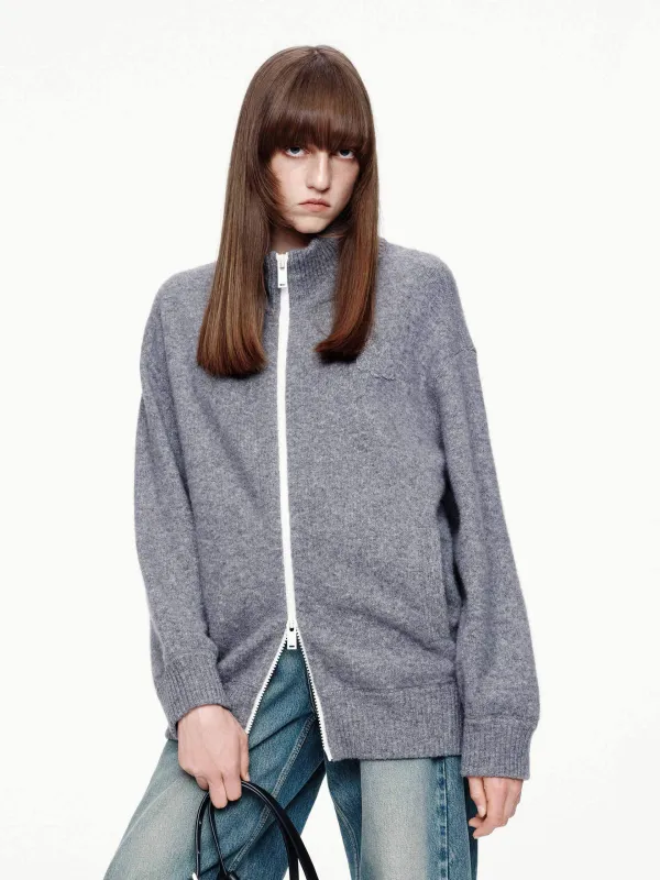 Relaxed Zipper Knitted Cardigan sold by Mo&Co