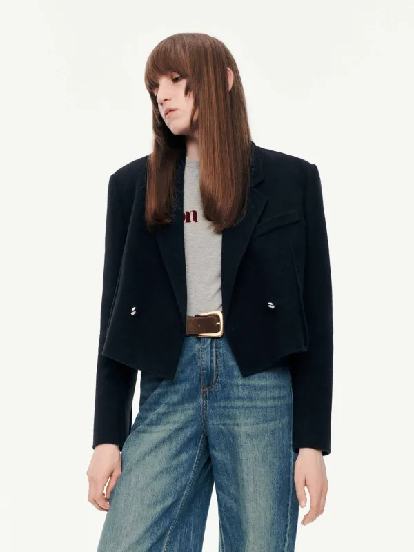 Cropped Fit Wool Blazer sold by Mo&Co