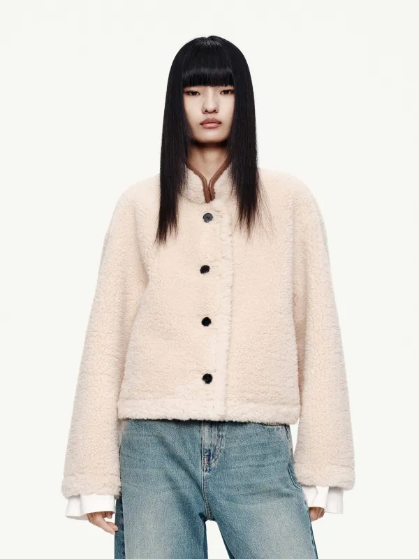 Faux Shearling Button Coat sold by Mo&Co