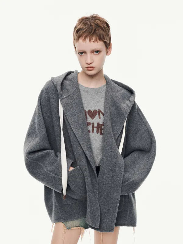 Drawstring Detail Wool Coat sold by Mo&Co