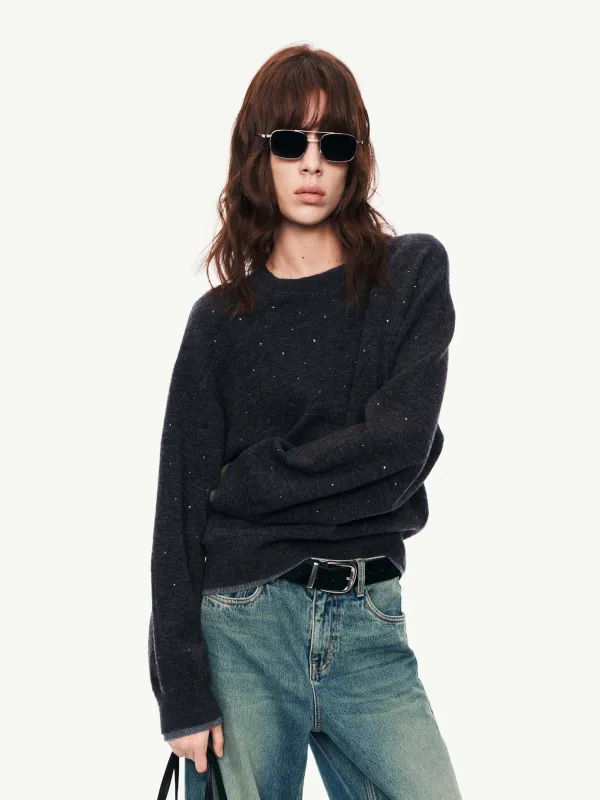 Rhinestone Wool Blend Sweater sold by Mo&Co