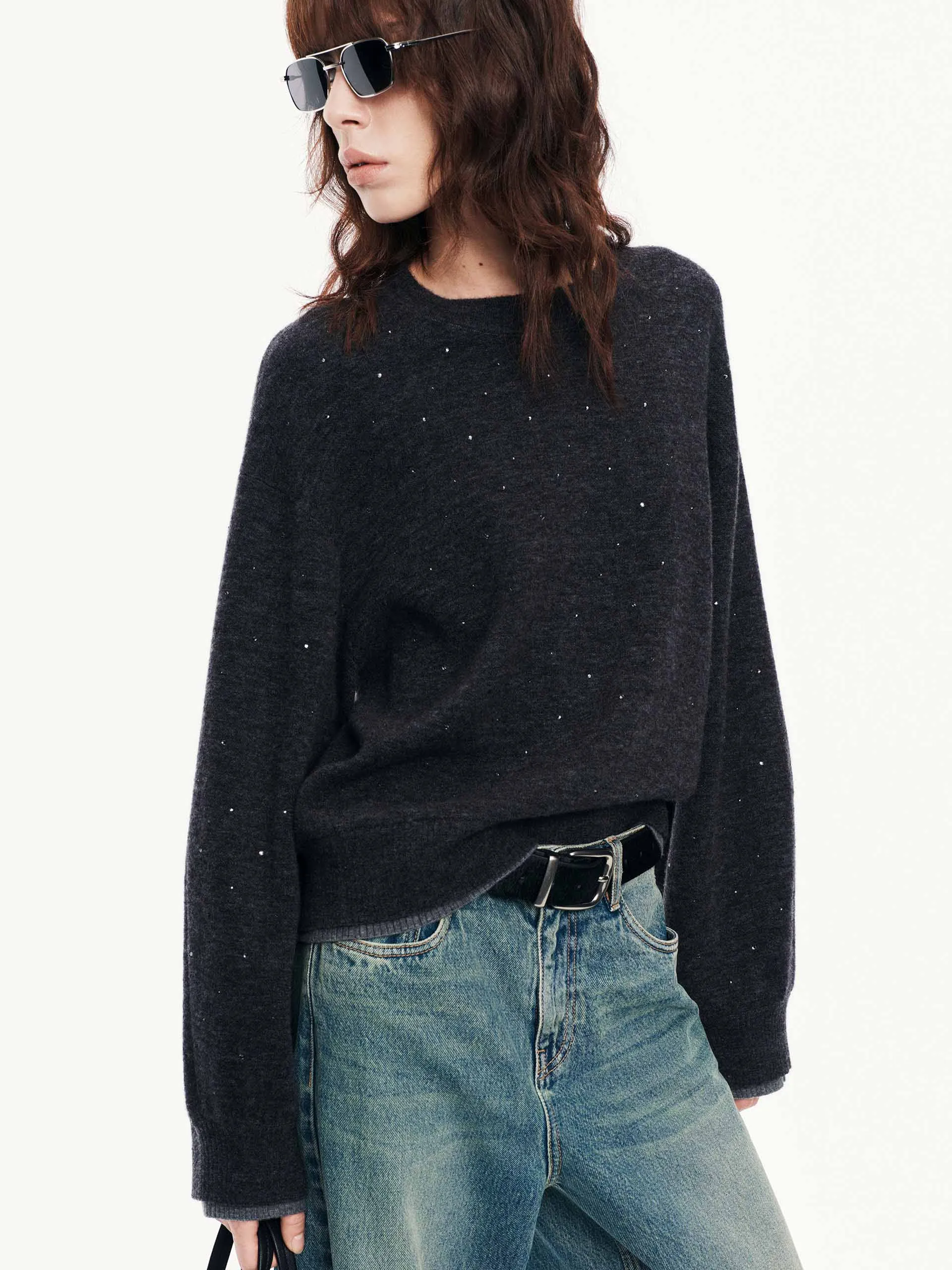 Rhinestone Wool Blend Sweater sold by Mo&Co product image thumbnail 3